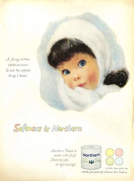 1959 Northern Bath Tissue Black Haired Little Girl Cute