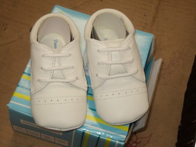 Baby  White Shoes on Baby Boy White Leather Baptism Christening Shoes S25  Size 0   Ebay
