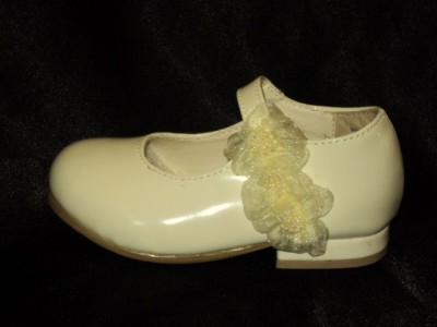 Wedding Shoes Size on Girl Beige Ivory Leather Shoes Flower Wedding Shoes  Sizes 9 10 11 12