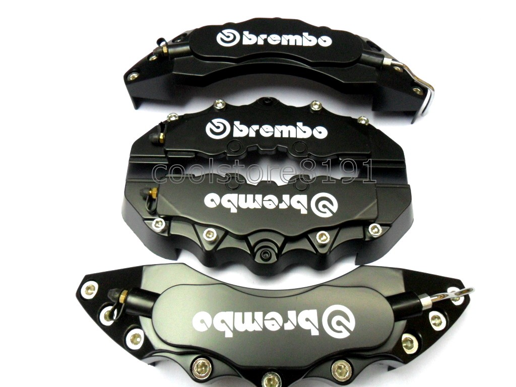 NEW BIG BLACK BREMBO LOOK BRAKE CALIPER COVER F/R 4 PCS eBay