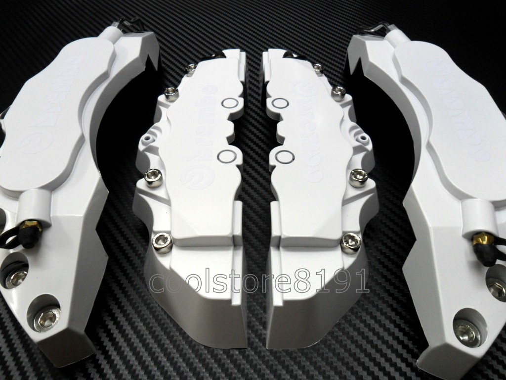 NEW BIG WHITE BREMBO LOOK BRAKE CALIPER COVER F/R 4 PCS eBay