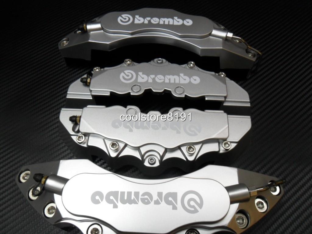 NEW BIG SILVER BREMBO LOOK BRAKE CALIPER COVER F/R 4 PCS eBay