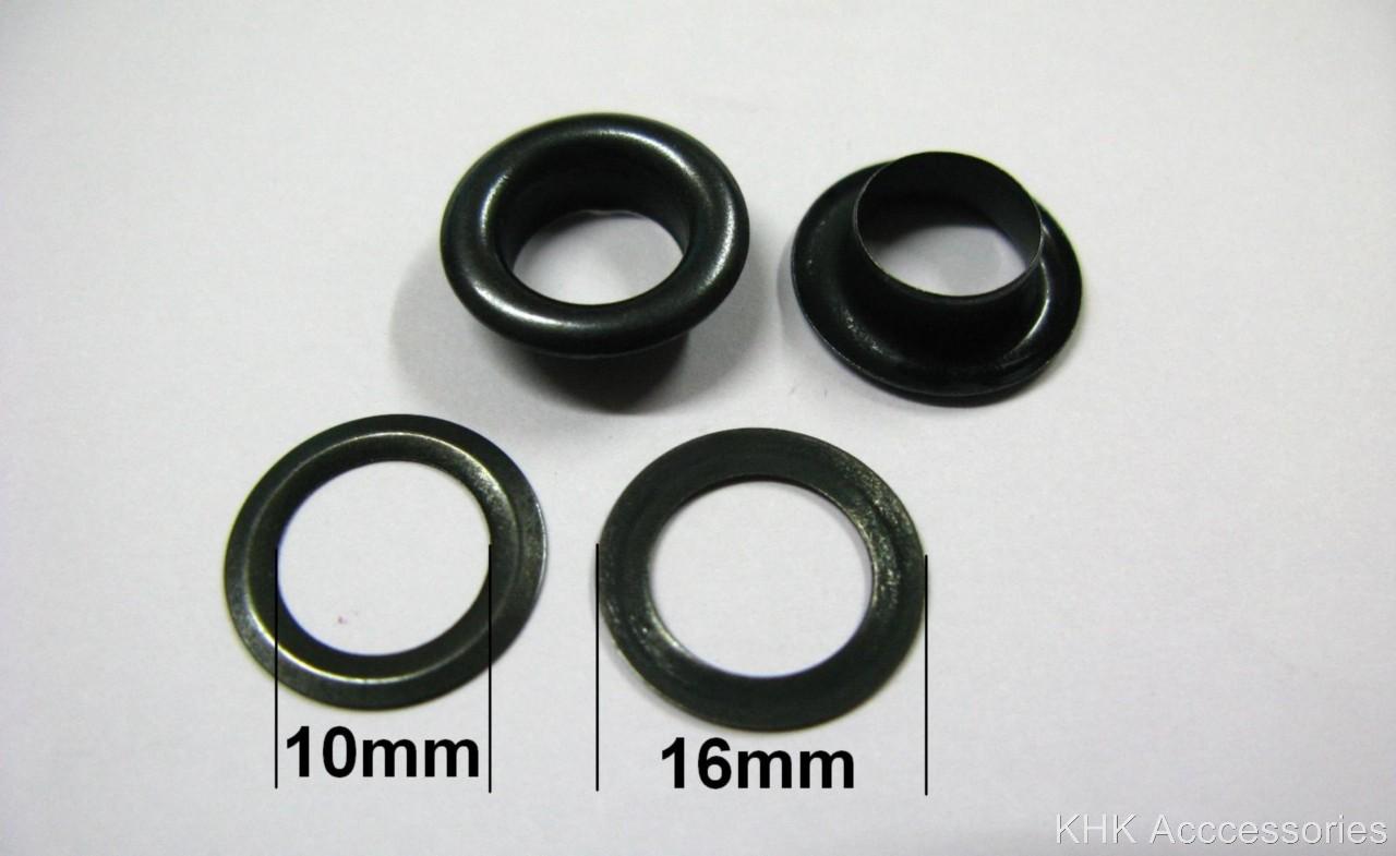 16mm 5/8" 24 Eyelet Metal Grommet Black 100pcs