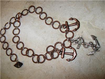 Anchor Chain Jewelry on Big Anchor Copper Silver Pendant Copper Chain Necklace Ebay