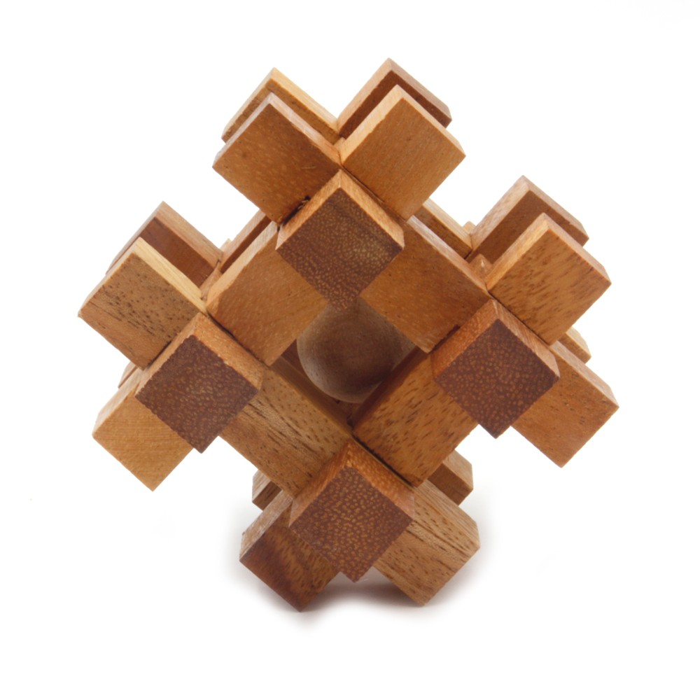 Caged Ball Wooden12 Piece Assembly wooden brain teaser 3D jigsaw puzzle