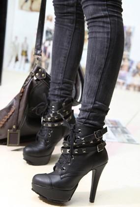 studded high heel ankle boots