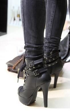 studded high heel ankle boots