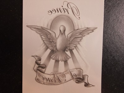 white dove tattoos. quot;PRINCE OF LOVEquot; - WHITE DOVE. TEMPORARY TATTOO. Large Size  3.quot; x 2.25quot;. Shipping is only .45c (in USA) To Canada  .95c --- To Mexico  $1.45, amp; To UK,