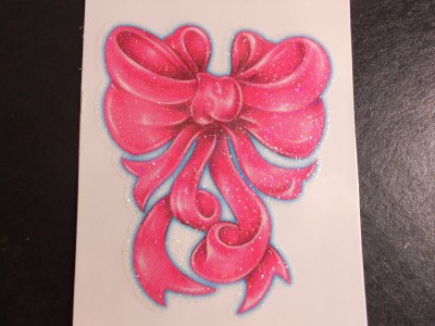 pink bow tattoos. FANCY SPECIAL PINK BOW GLITTERED TEMPORARY TATTOO 19056 | eBay