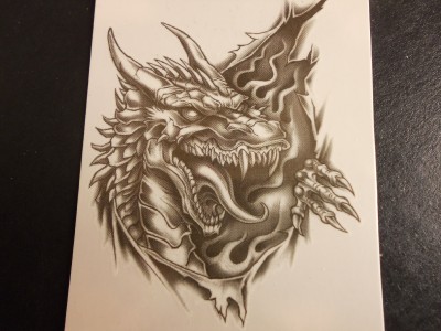 Tattos on Horned Dragon Ripping Black Ink Temporary Tattoo 21072 Auctions Buy