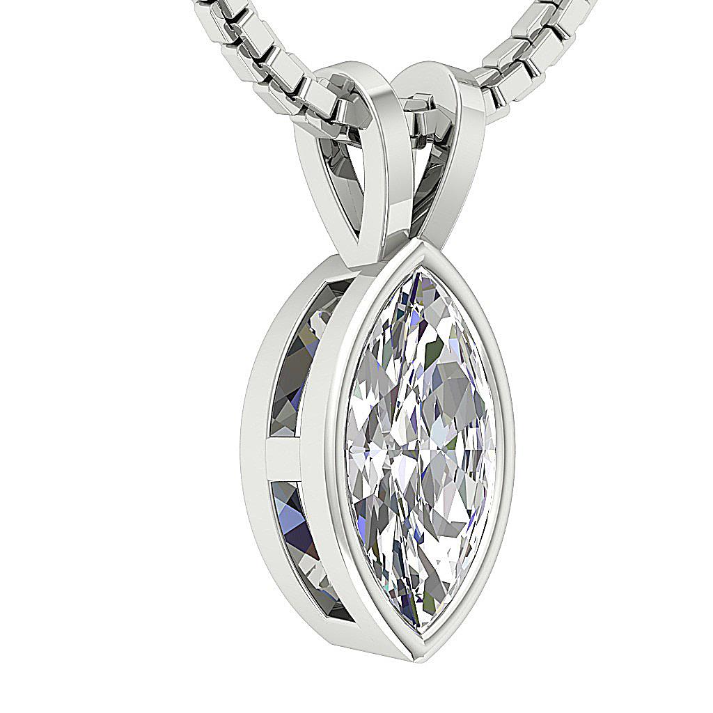 Marquise Diamond Solitaire Pendant Necklace VS1 I 0.55C Appraisal 14K