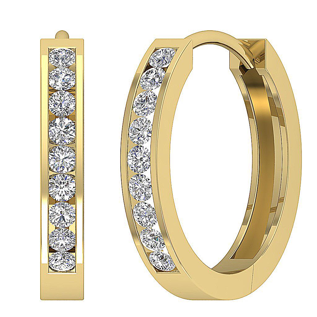 Chhanel Set Genuine 0.40 Ct Real Diamond 14Kt Yellow Gold Hoops Huggie Earrings | eBay