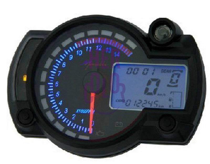 LCD Motorcycle Gauge Speedometer Odometer MPH KPH Volmeter 2/4 Stroke