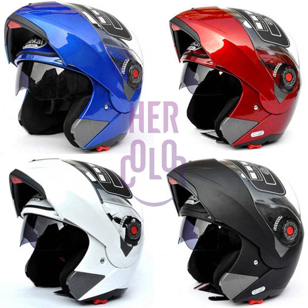 Motorcycle Helmet Dual Visor Modular Flip UP SUN Shield Full Open Face