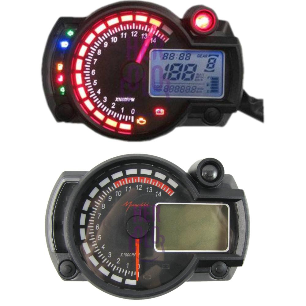 LCD Motorcycle Gauge Speedometer Odometer MPH KPH Volmeter 2/4 Stroke eBay
