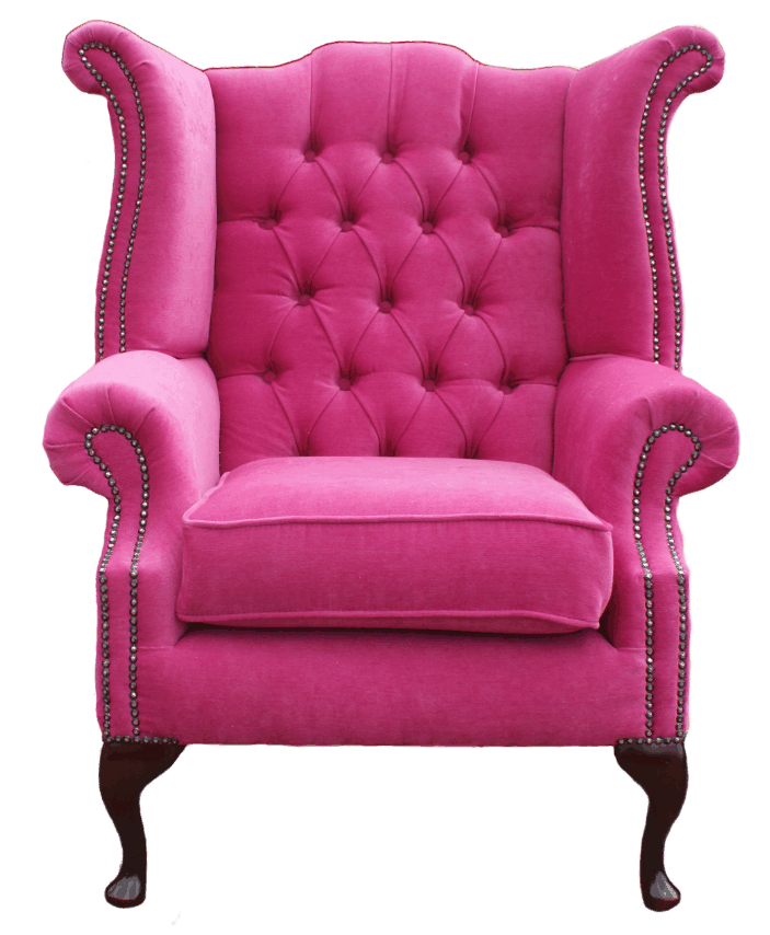 Chesterfield Queen Anne High Back Wing Fireside Chair Pink ...