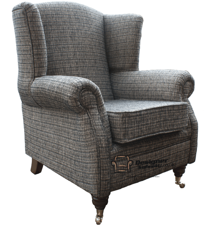 Ashley Fireside High Back Wing Easy Chair Armchair Oscar Black Fabric