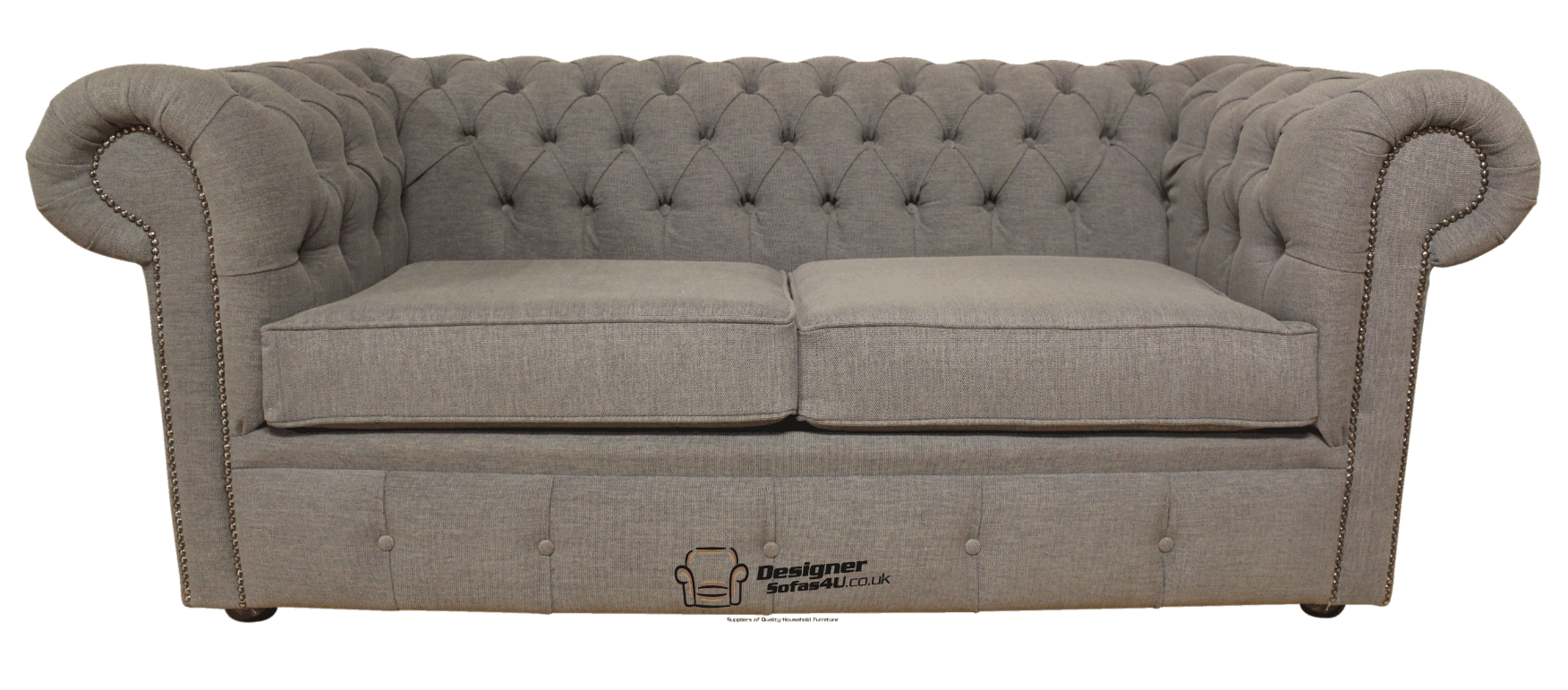 Chesterfield Sofabed 2 Seater Sofa Bed Verity Plain Steel Grey Fabric