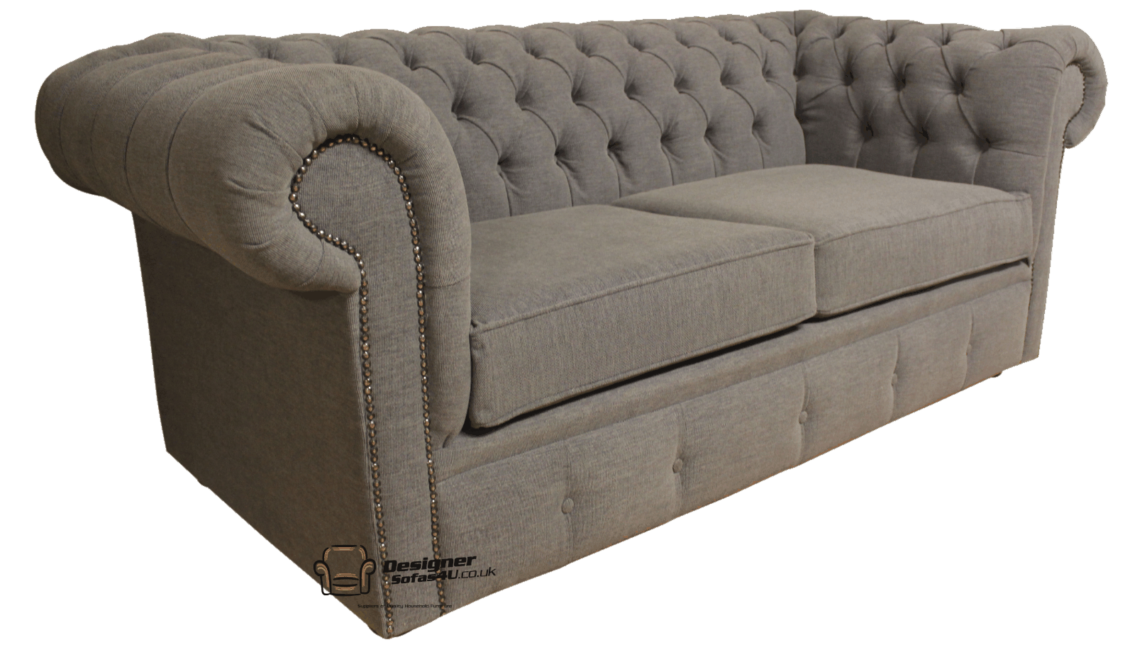 Chesterfield Sofabed 2 Seater Sofa Bed Verity Plain Steel Grey Fabric