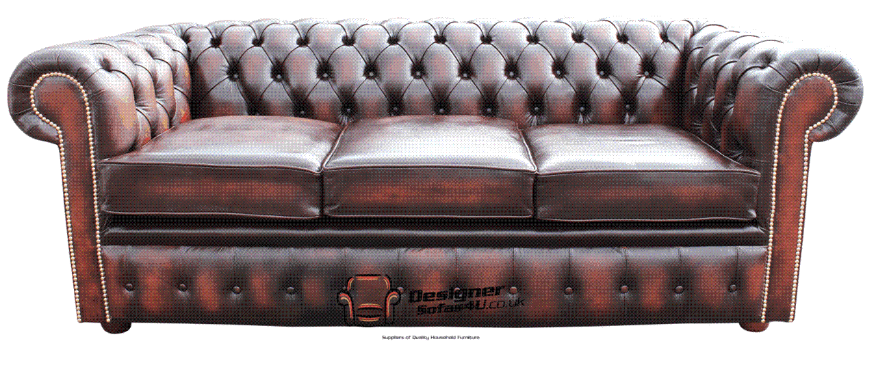 Chesterfield 3 Seater Settee Sofa Antique Rust Leather Brass Studs eBay