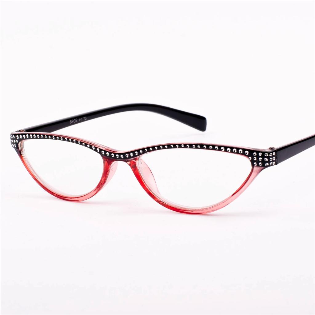 New Womens Ladies Vintage Cat Eye Diamante Red Reading Glasses +1 +1.75