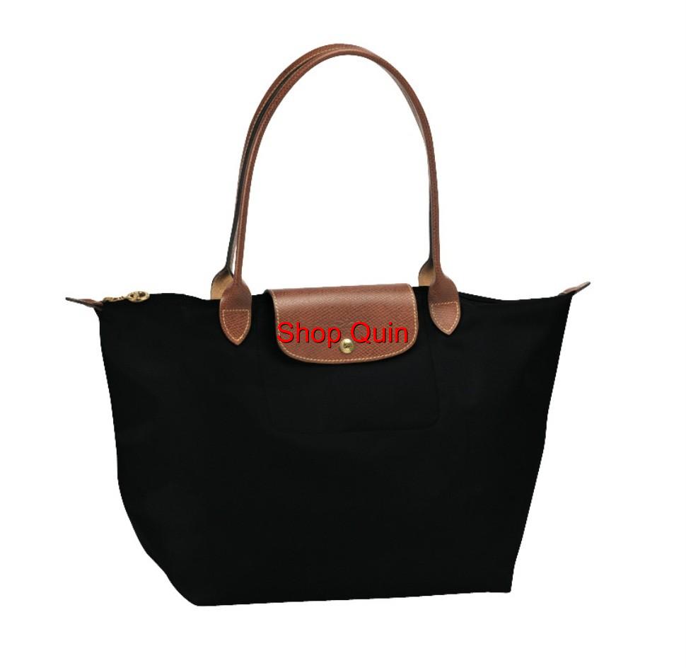 LONGCHAMP Le pliage Handbag Tote in MEDIUM & BLACK 100 Made in FRANCE
