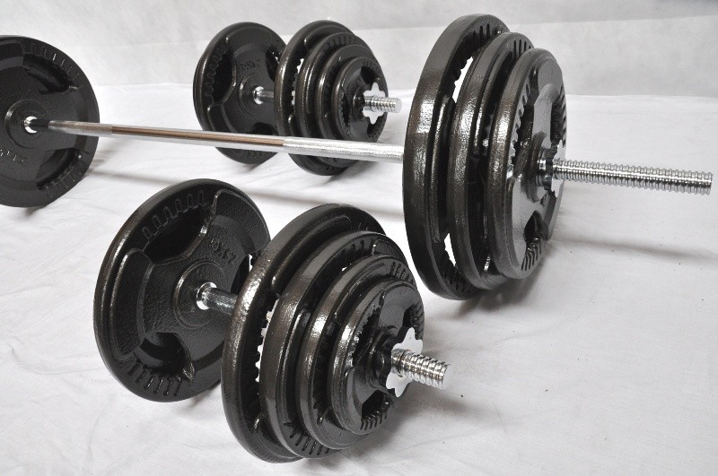 127KG BARBELL + DUMBBELL WEIGHT SET 170CM LONG BAR + 2 x 45CM