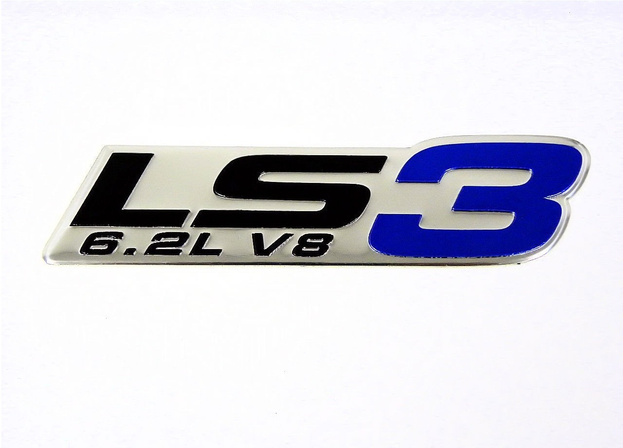 2Pcs LS3 6.2L V8 Engine Emblems – Chrome & Red Badge Nameplate For GM Cars