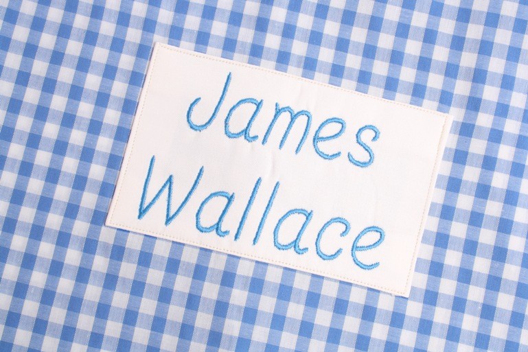 PERSONALISED BLUE OR NAVY GINGHAM PUMP BAG STORAGE SACK - Picture 2 of 3