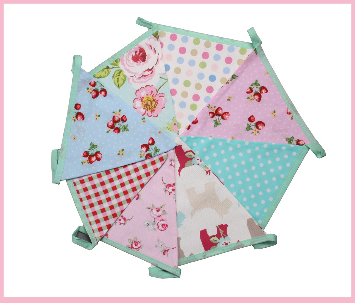 SHABBY VINTAGE FRENCH CHIC WEDDING PARTY FABRIC PINK BLUE DOUBLE SIDED