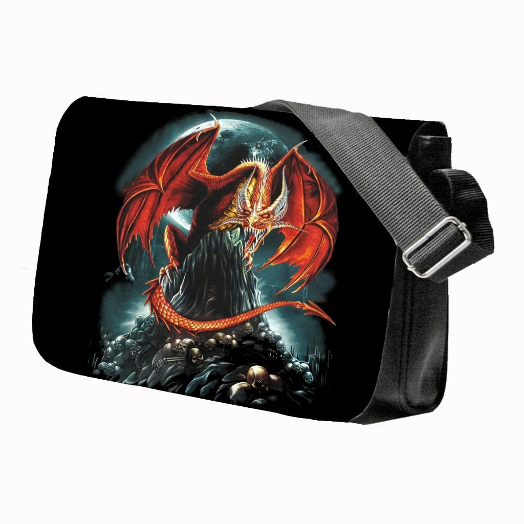 RED DRAGON Mystical Fantasy School College Personalised Messenger Bag