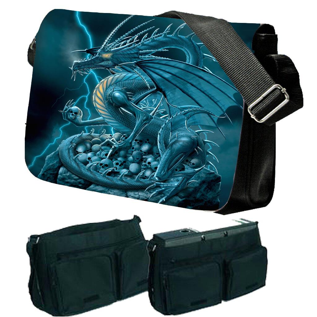 BLUE DRAGON Mythical Gothic School College Personalised Shoulder