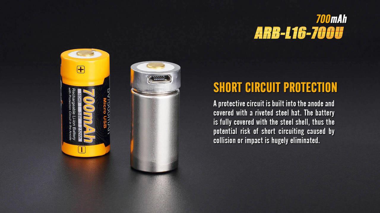 Fenix ARBL16700U USB Rechargeable 700mAh HighCapacity 16340 Batteries (TWO)