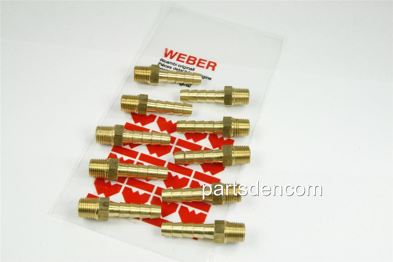 10 x WEBER BRASS FUEL INLET FITTINGS SIZE 1/4" FIT WEBER CARBURETTORS