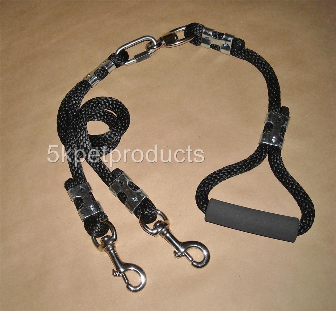 HEAVYDUTY 5/8" Rope DOUBLE COUPLER DOG LEASH Comfort Handle 4ft Walk 2