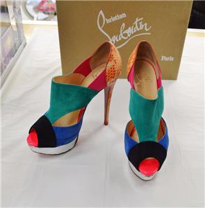 Christian Louboutin Pitou 150 Suede Python Cutout Platform Heel ...