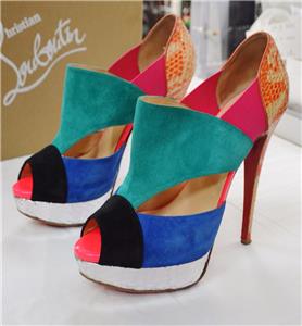 louis vuitton replica mens shoes - Christian Louboutin Pitou 150 Suede Python Cutout Platform Heel ...
