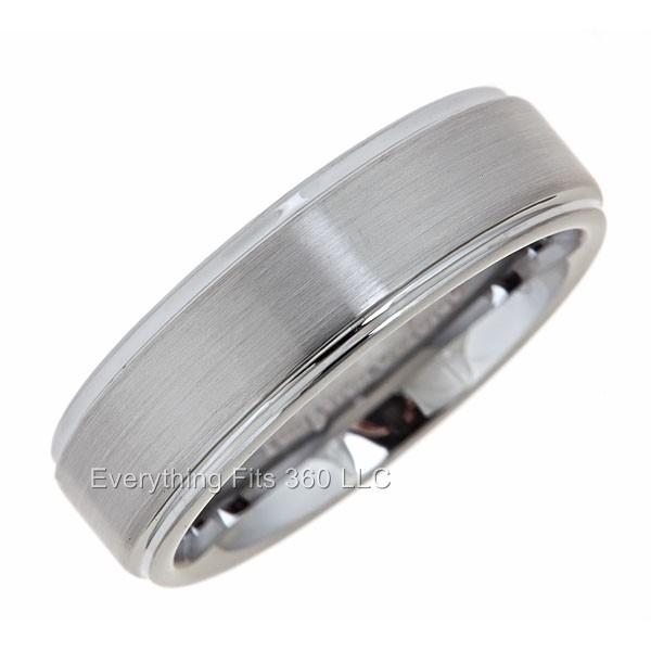 Tungsten Carbide Brushed Wedding Ring Recessed edges 7mm Comfort Fit