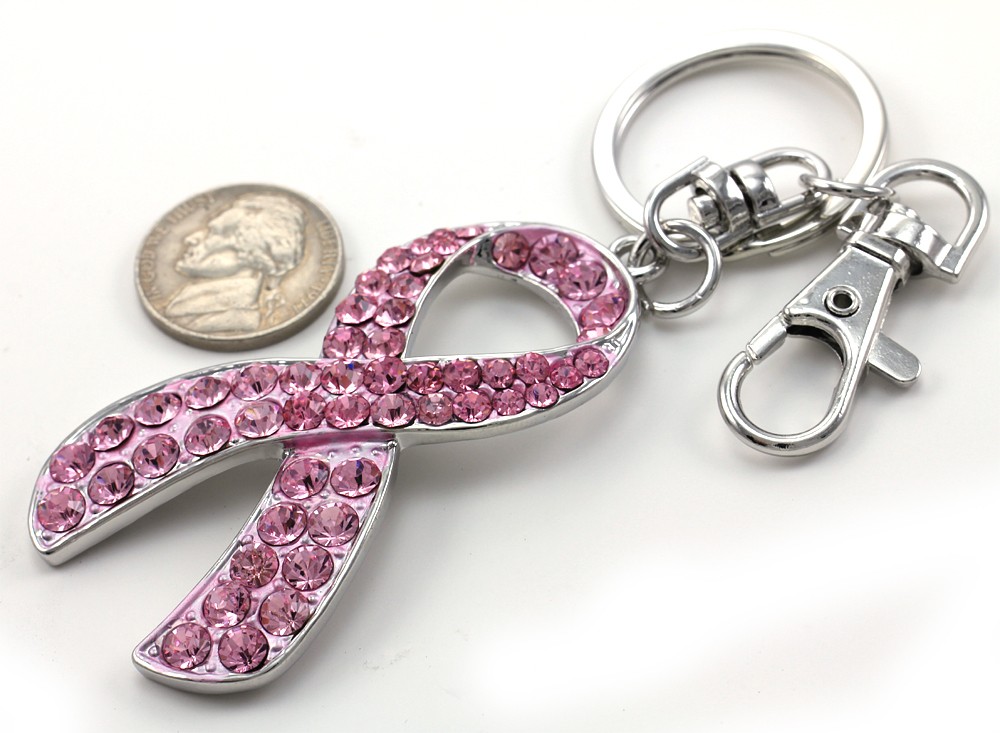 Breast Cancer Awareness Light Pink Ribbon Keychain Key Ring Charm Perfect 4 Gift eBay