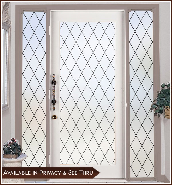 Orleans Privacy Frosted Window Door Film with Leaded Glass Look Static
