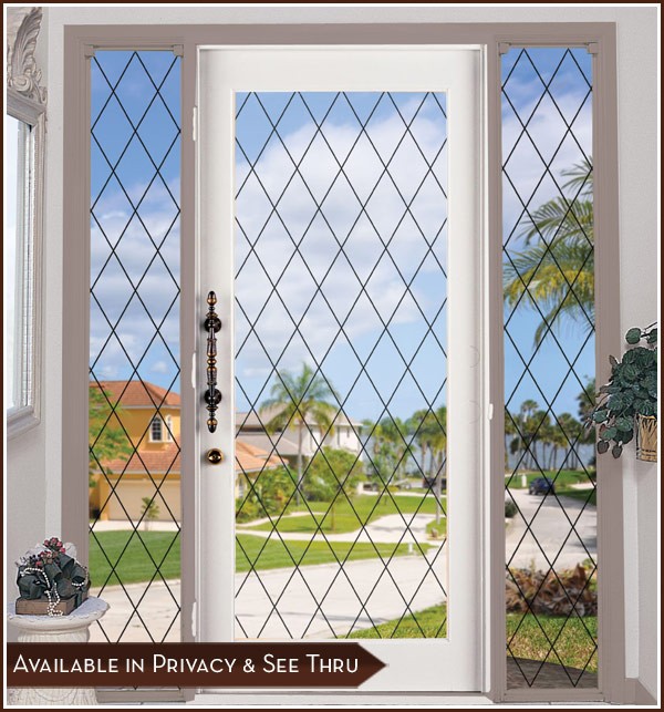 Orleans Leaded Glass Look Static Cling Window Film Great for Sliding