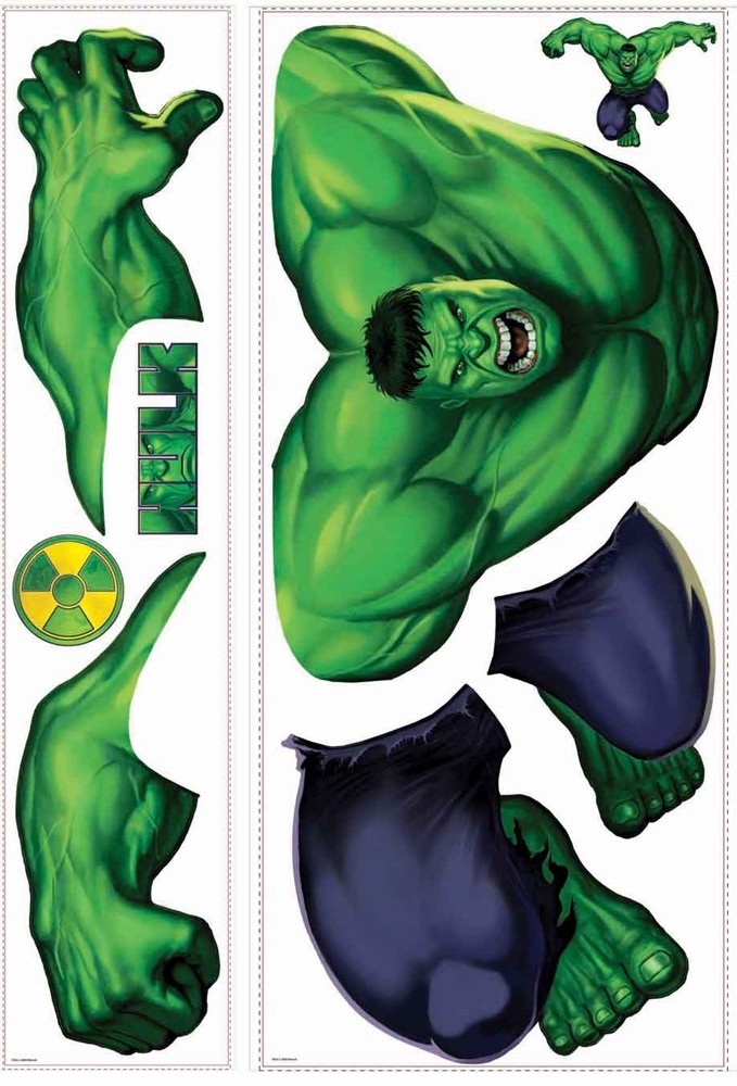 New GIANT INCREDIBLE HULK WALL DECALS Marvel Room Stickers Boys Bedroom