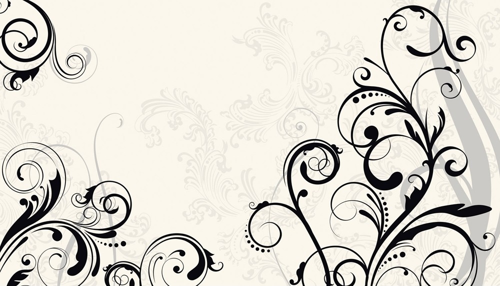 New 10.5' x 6' Black & White SCROLL PREPASTED WALLPAPER MURAL Deco Wall