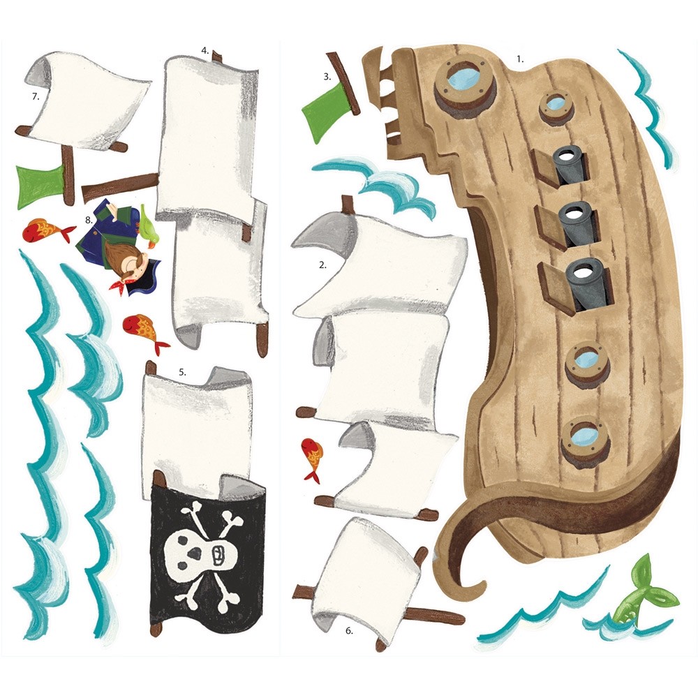 New Giant PIRATE SHIP WALL DECALS Boys Baby Nursery Stickers Kids