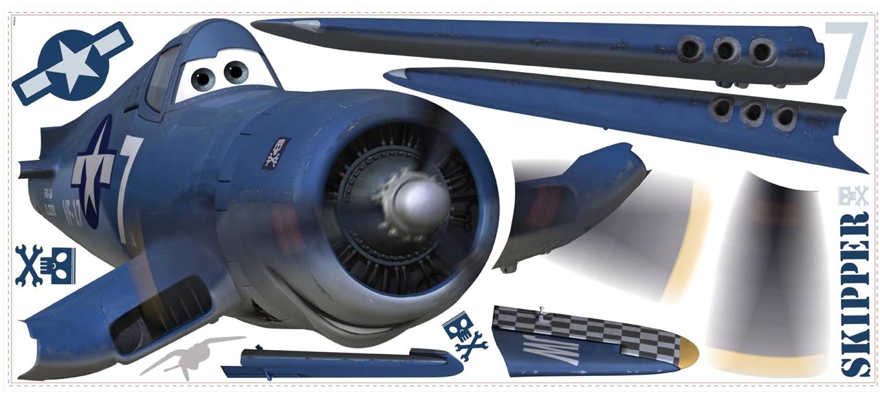 New Giant DISNEY PLANES SKIPPER WALL DECALS Airplanes Stickers Boys