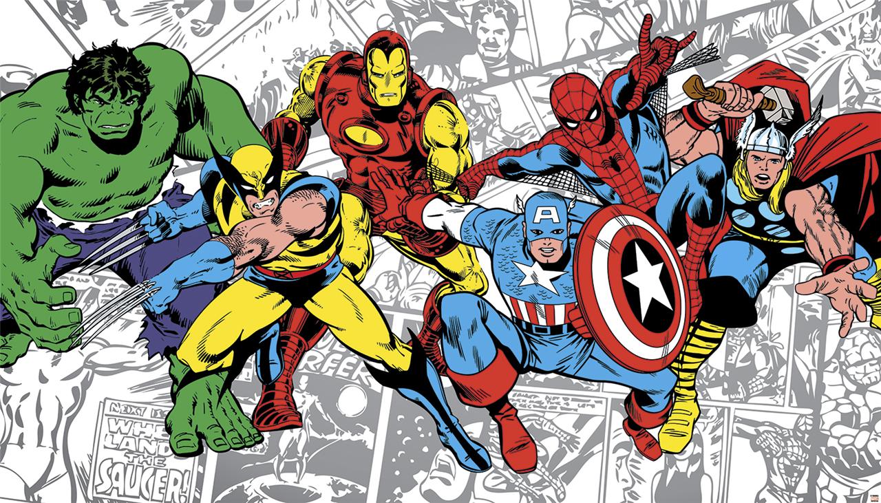 Classic Marvel Wallpaper | new xl classic marvel heroes prepasted wallpaper mural Classic Marvel Wallpaper | new xl classic marvel heroes prepasted wallpaper mural