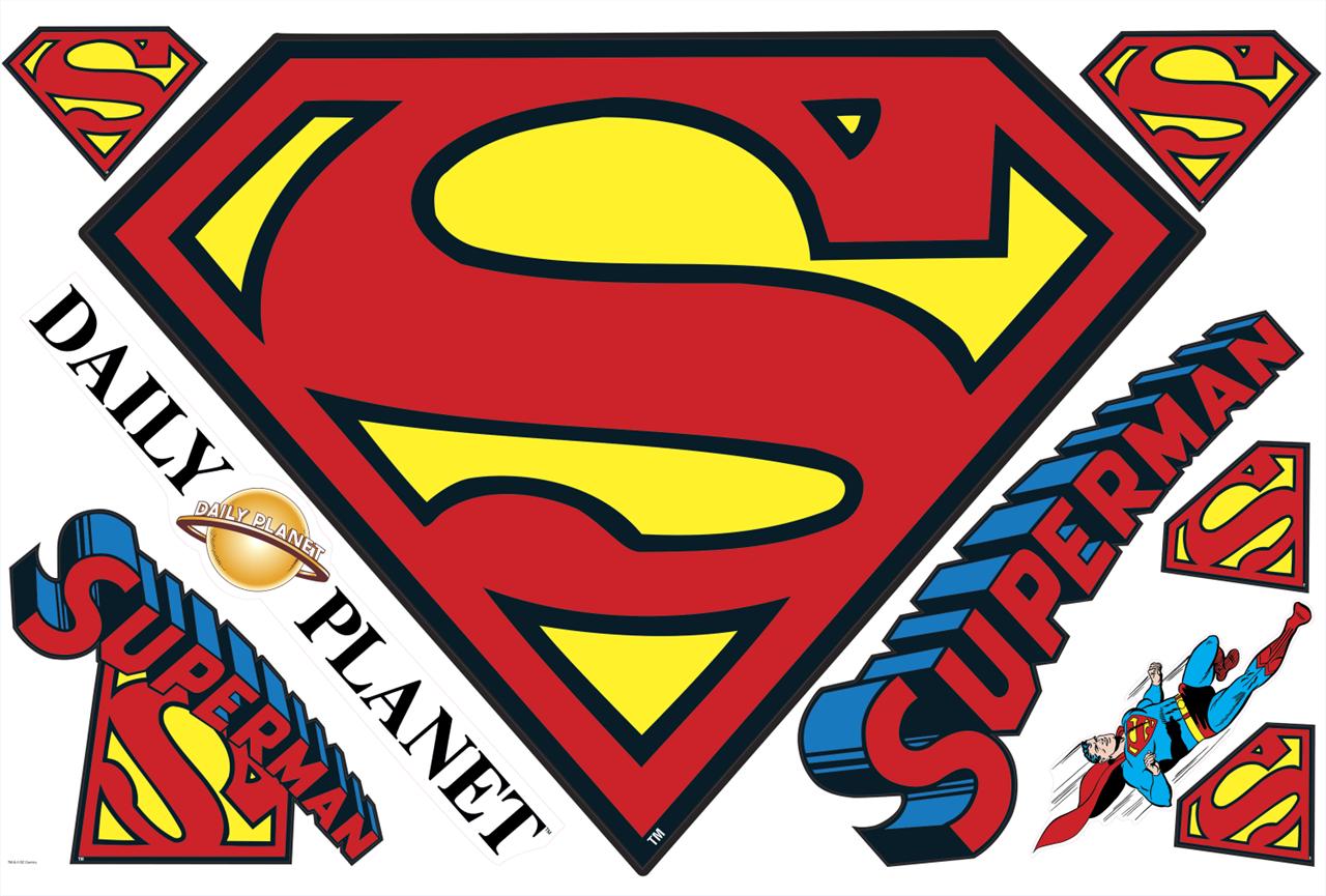 New GIANT SUPERMAN LOGO DRY ERASE WALL DECALS DC Comics Stickers Boys