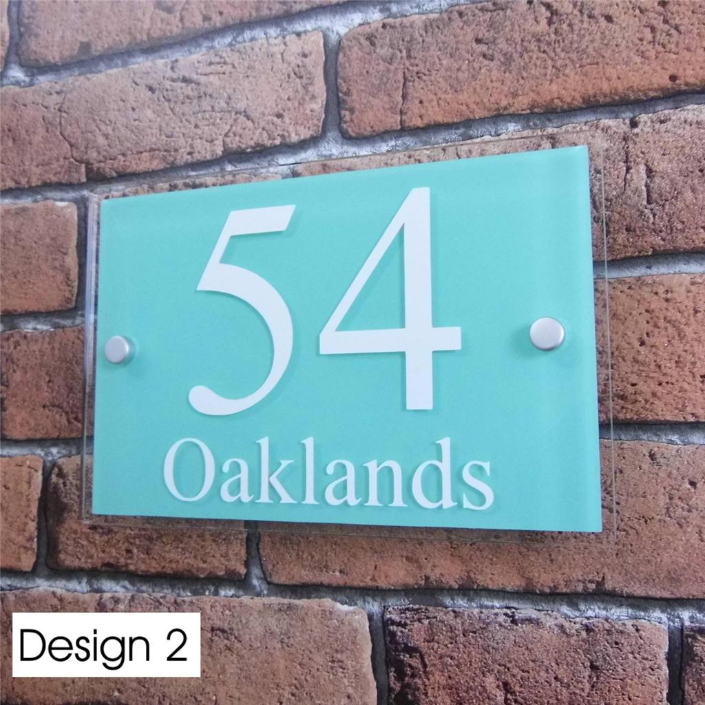 Modern House Sign Door Number Street Address Plaque Glass Effect