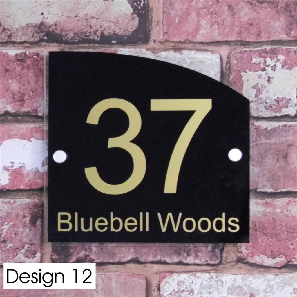 Personalised House Sign Door Number Street Address Plaque Glass Effect