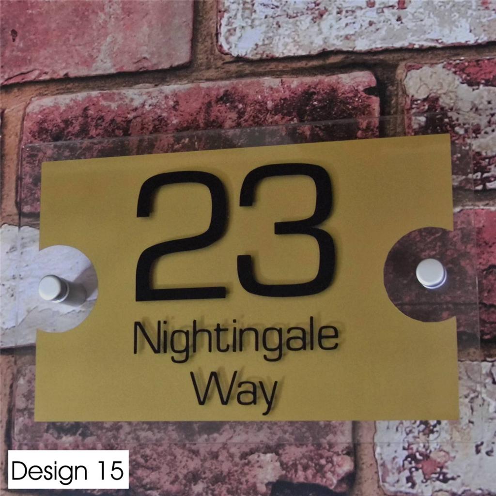 Personalised House Sign Door Number Street Address Plaque Glass Effect